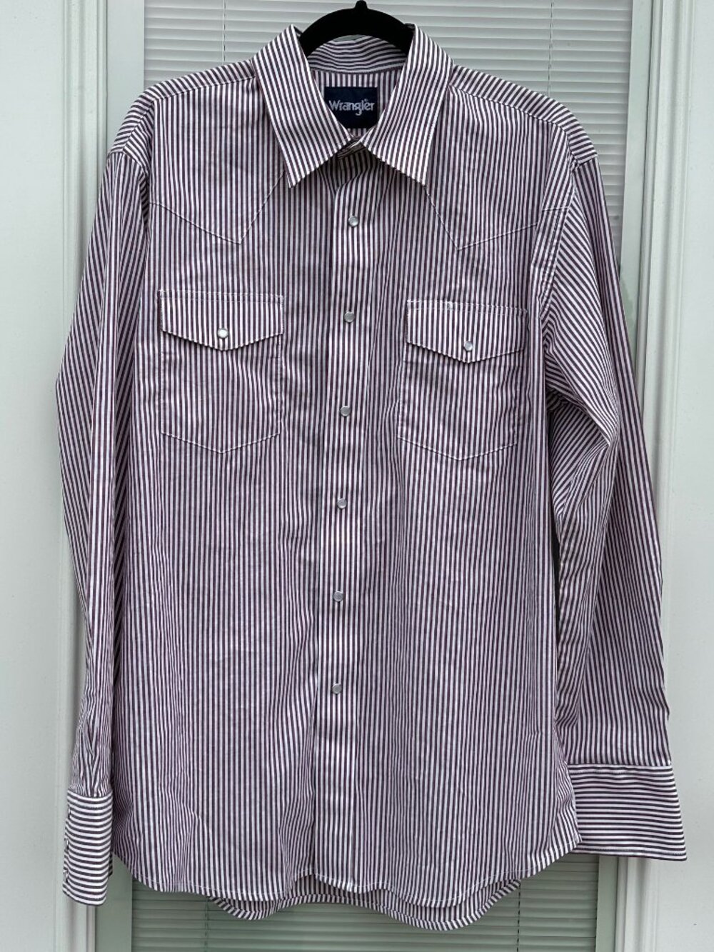 Wrangler Mens Western Snap Stripe Shirt Large
